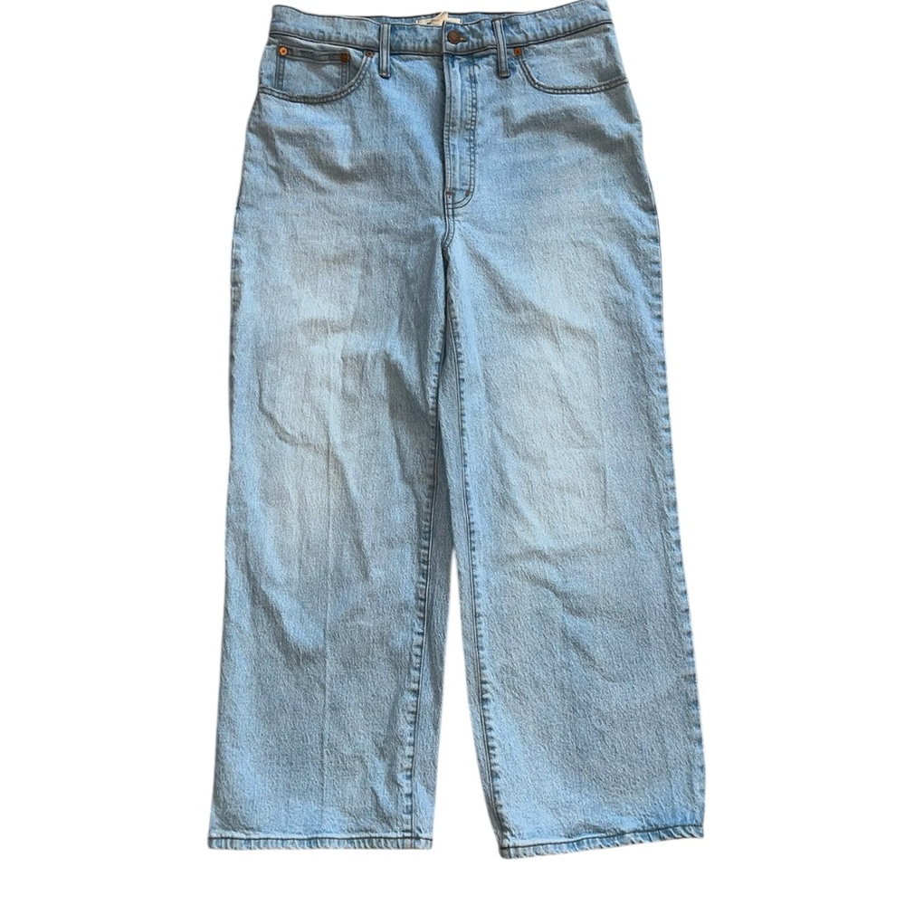 Women Madewell The Perfect Vintage Wide Leg Crop Jeans Denim Light Wash Blue 31